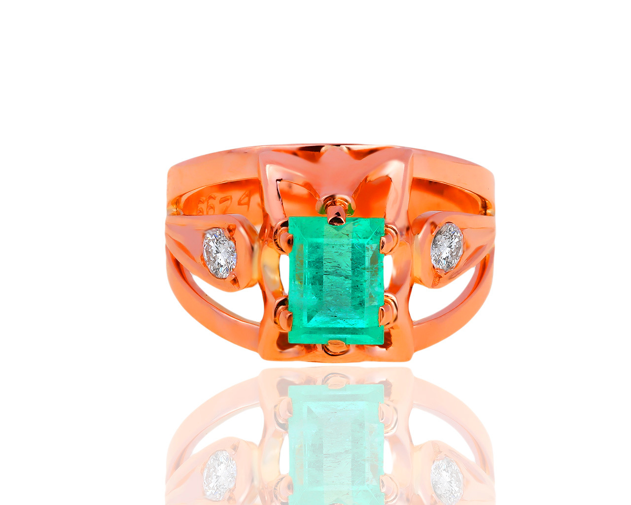 Золотое кольцо с изумрудом 1.38ct и бриллиантами 0.20ct 180519/38