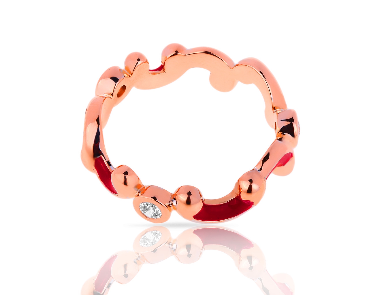 Узорное золотое кольцо с бриллиантами 0.18ct Faberge