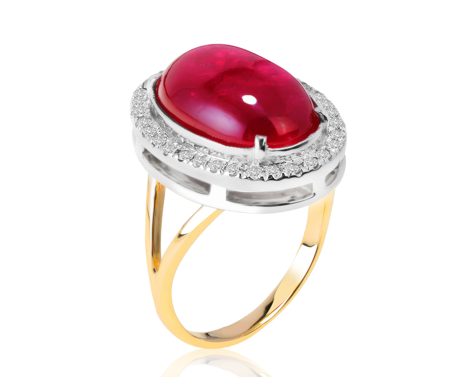 Красивое золотое кольцо с рубином и бриллиантами 0.48ct