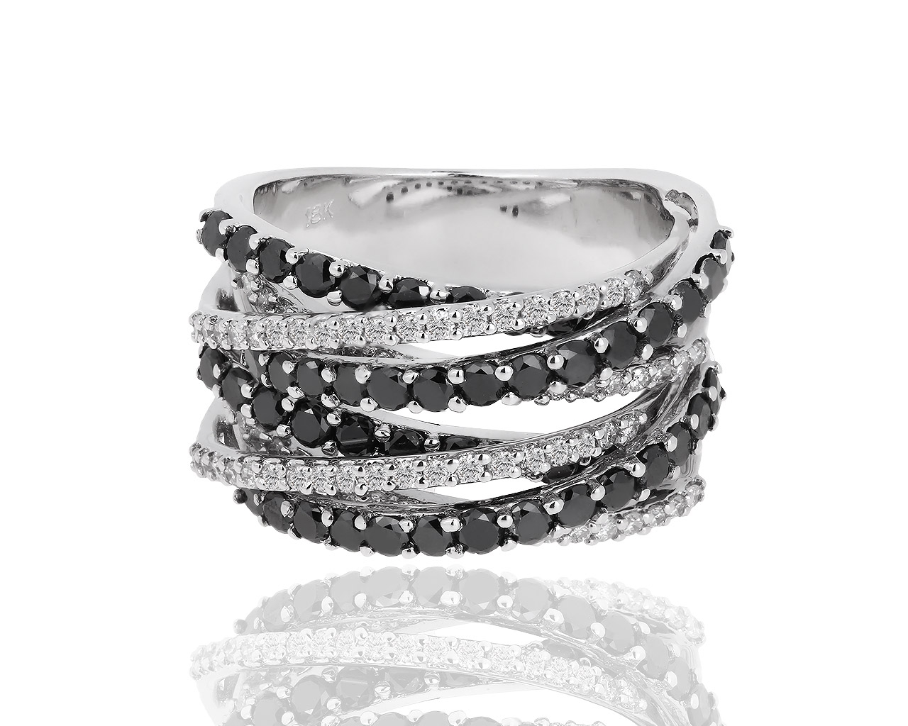 Золотое кольцо с черными и белыми бриллиантами 2.01ct 131018/3
