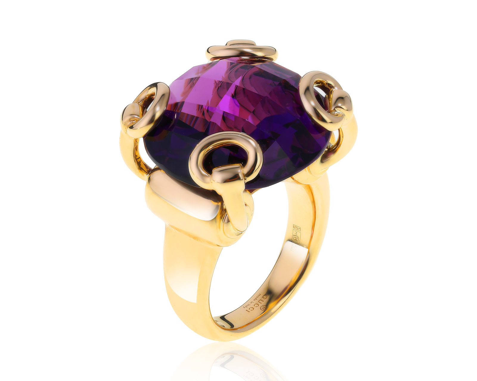 Оригинальное золотое кольцо Gucci Horsebit Cocktail 270122/1