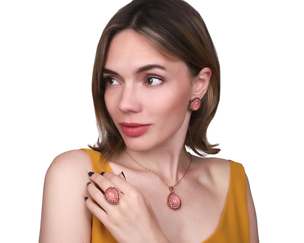 Праздничные золотые серьги с розовыми кварцами 23.68ct
