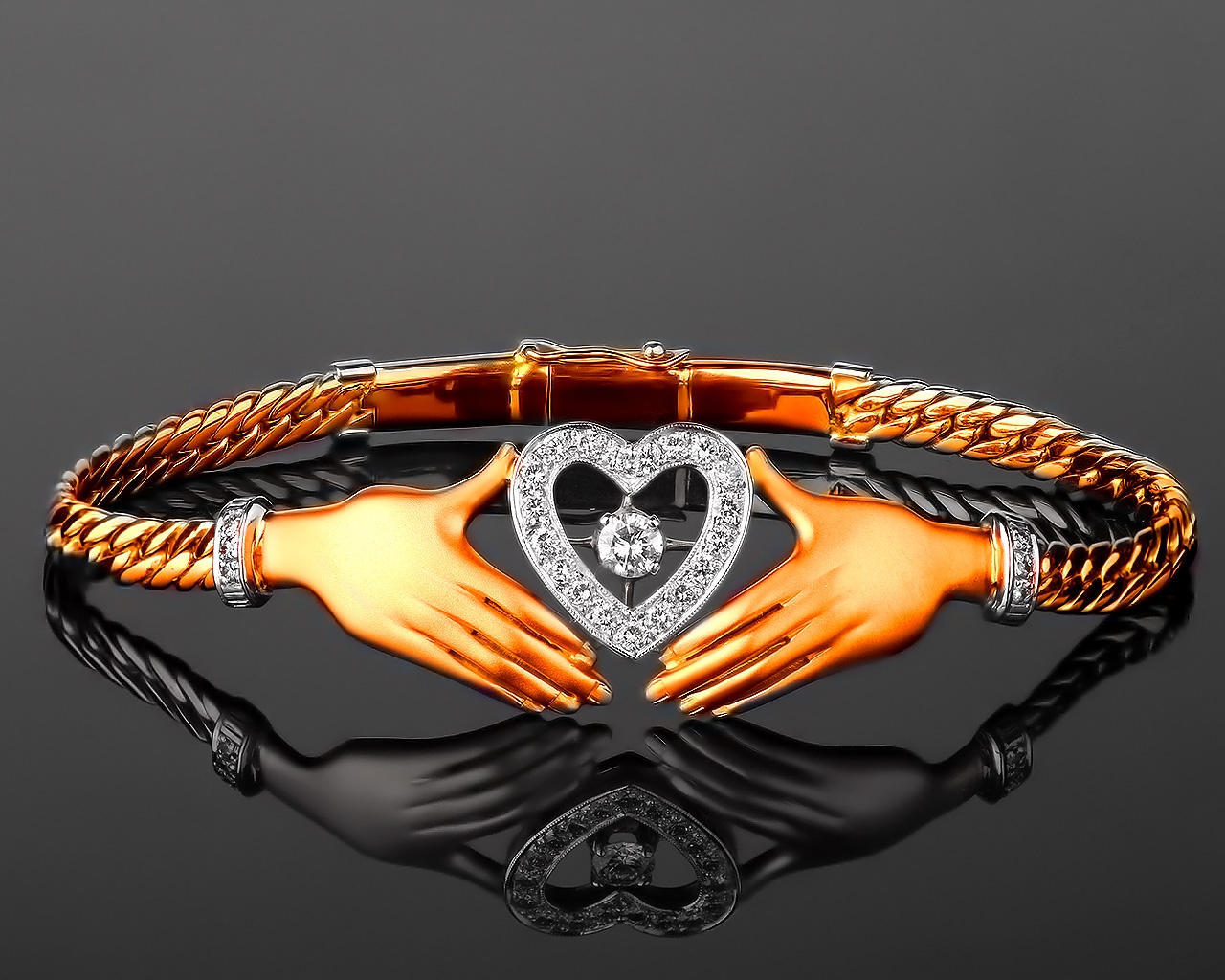 Искусный золотой браслет с бриллиантами 0.48ct 190717/2