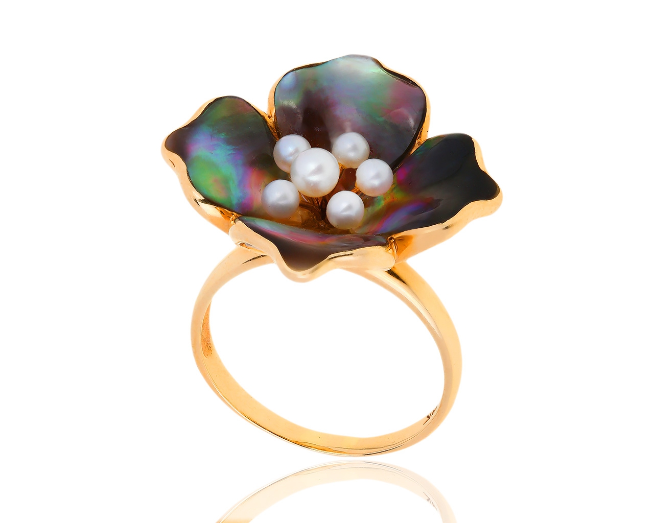 Золотое кольцо с жемчугом и перламутром Roberto Bravo 250119/3