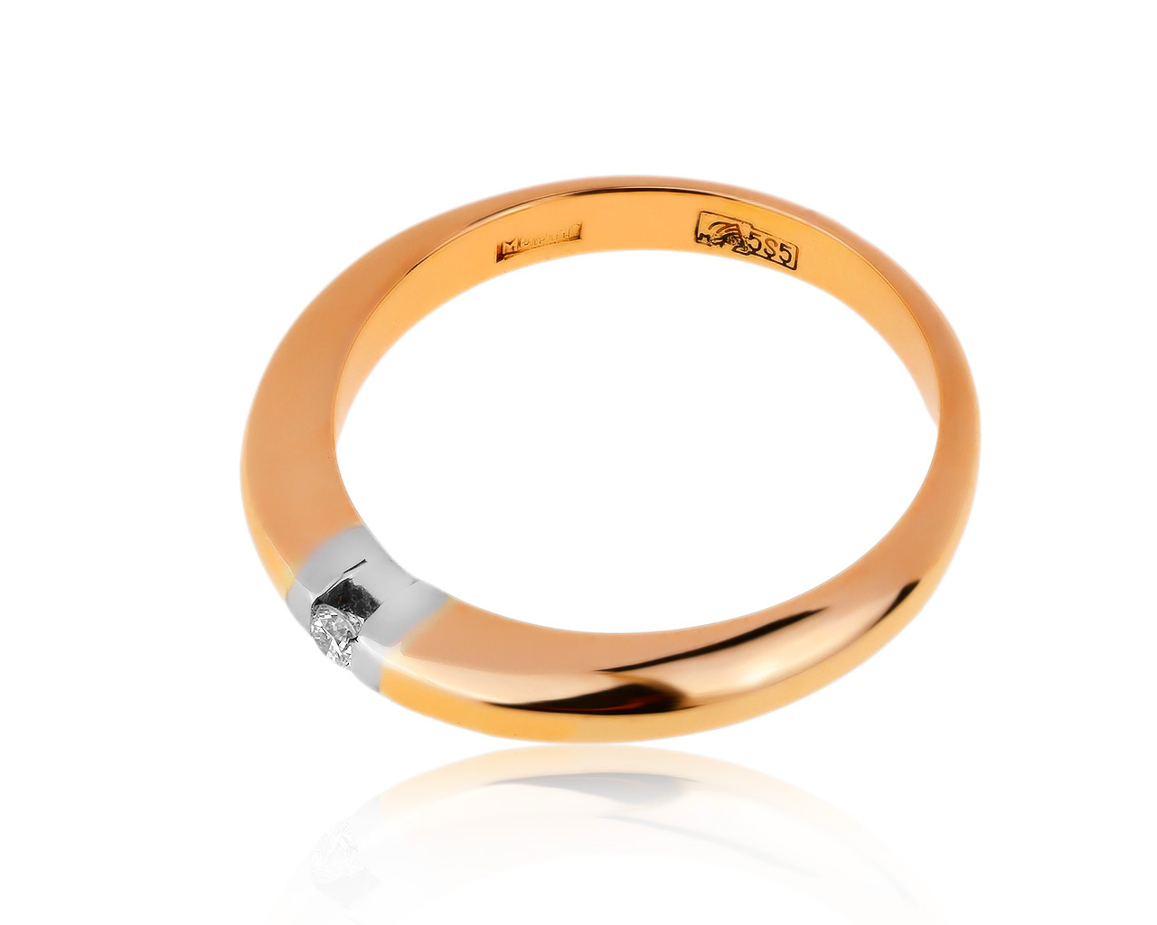 Престижное золотое кольцо с бриллиантом 0.03ct