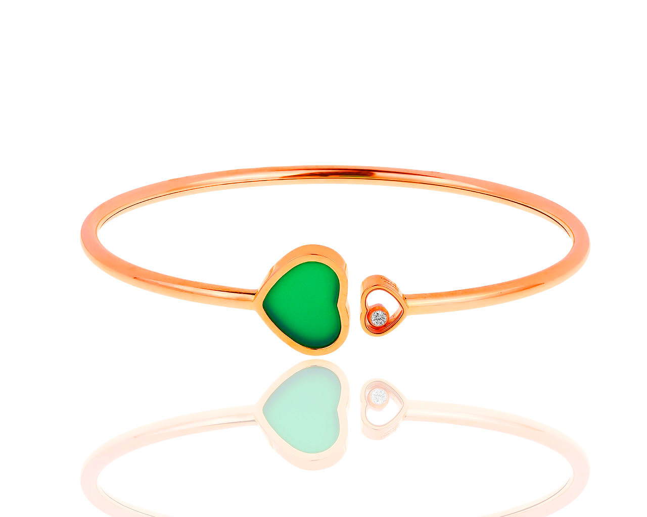 Золотой браслет с нефритом и бриллиантом Chopard Happy Hearts