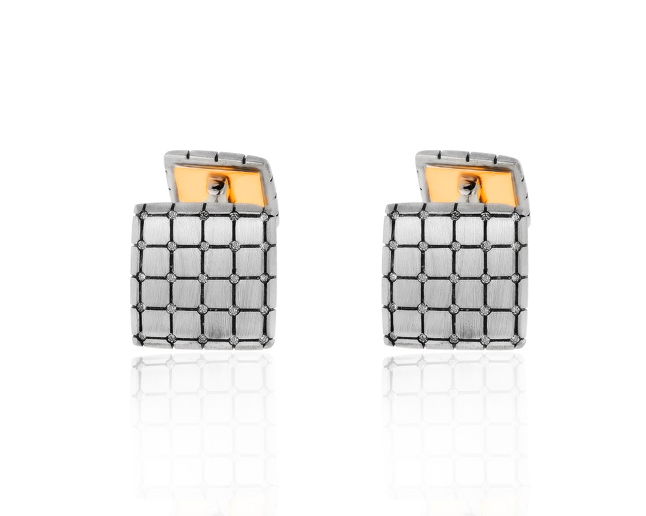 Оригинальные золотые запонки с бриллиантами 0.32ct А. Помельников 070319/1