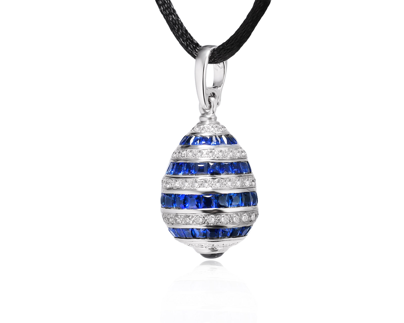 Оригинальный золотой кулон с сапфирами 4.48ct Faberge Egg