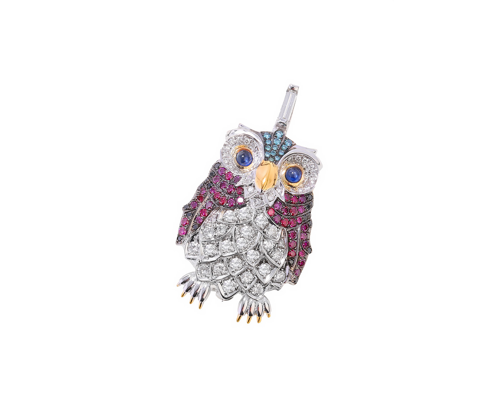 Потрясающий золотой кулон-брошь с бриллиантами 2.62ct