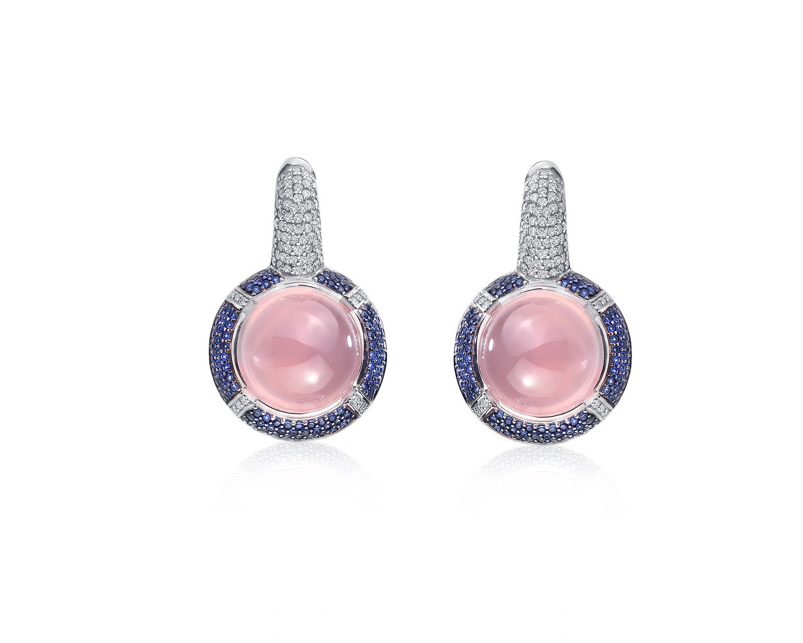 Оригинальные золотые серьги с розовыми кварцами 23.80ct Lykov`s Jewellery 040626/КМ380