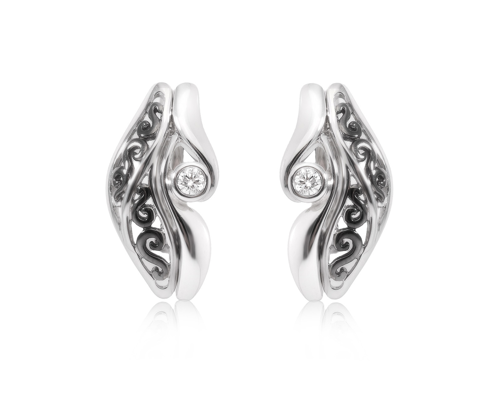 Оригинальные золотые серьги с бриллиантами 0.13ct Constantin Artmayer