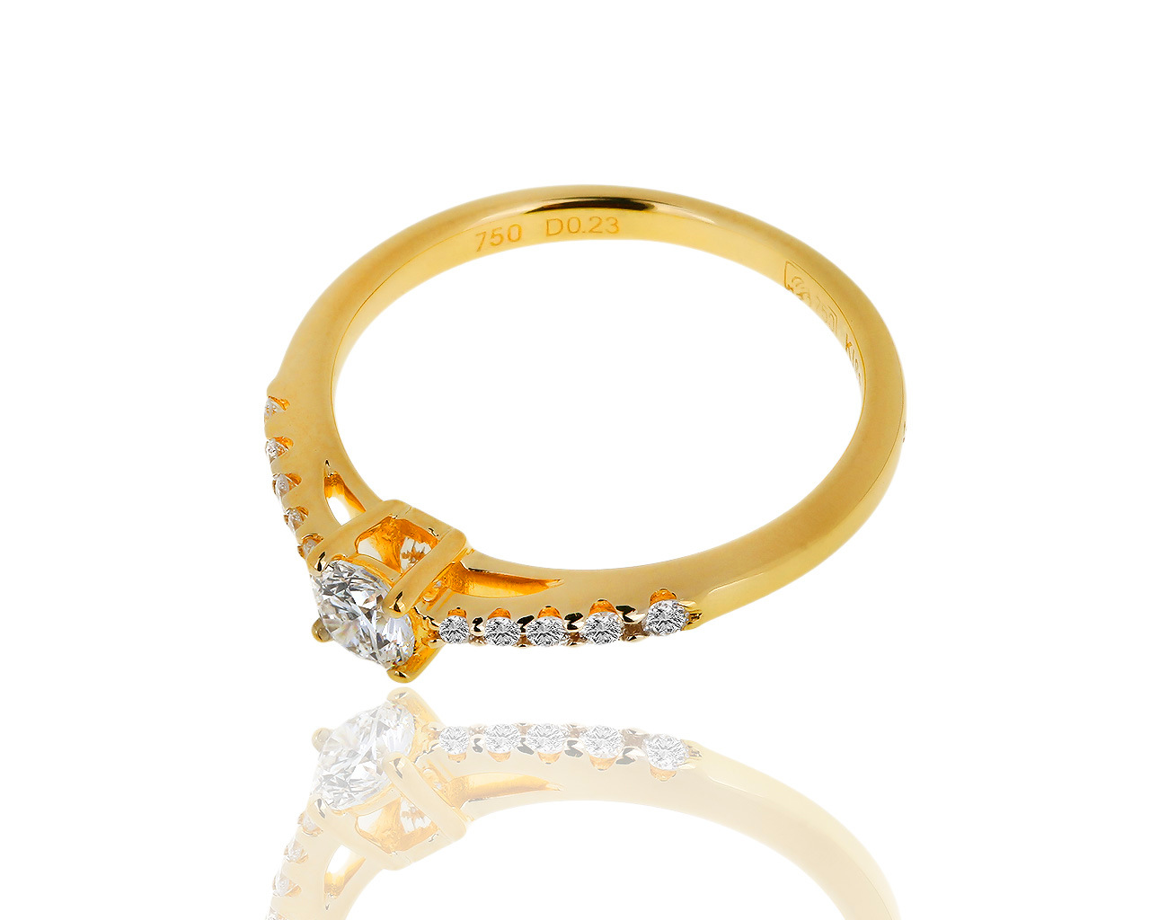 Прекрасное золотое кольцо с бриллиантами 0.35ct