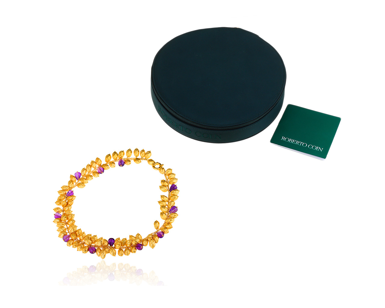 Интересное золотое колье с аметистами Roberto coin