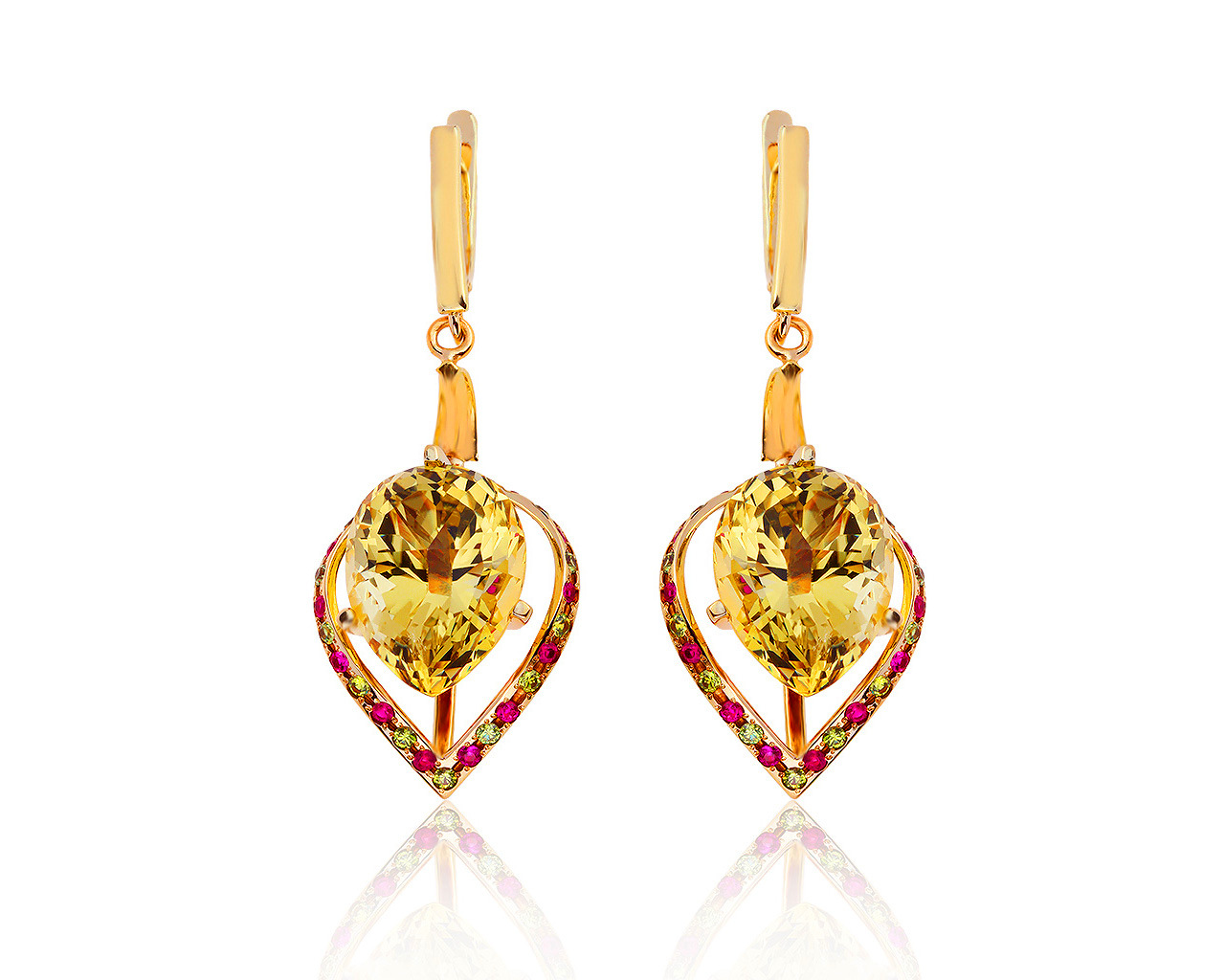 Изумительные золотые серьги с цитринами 26.48ct 051019/9