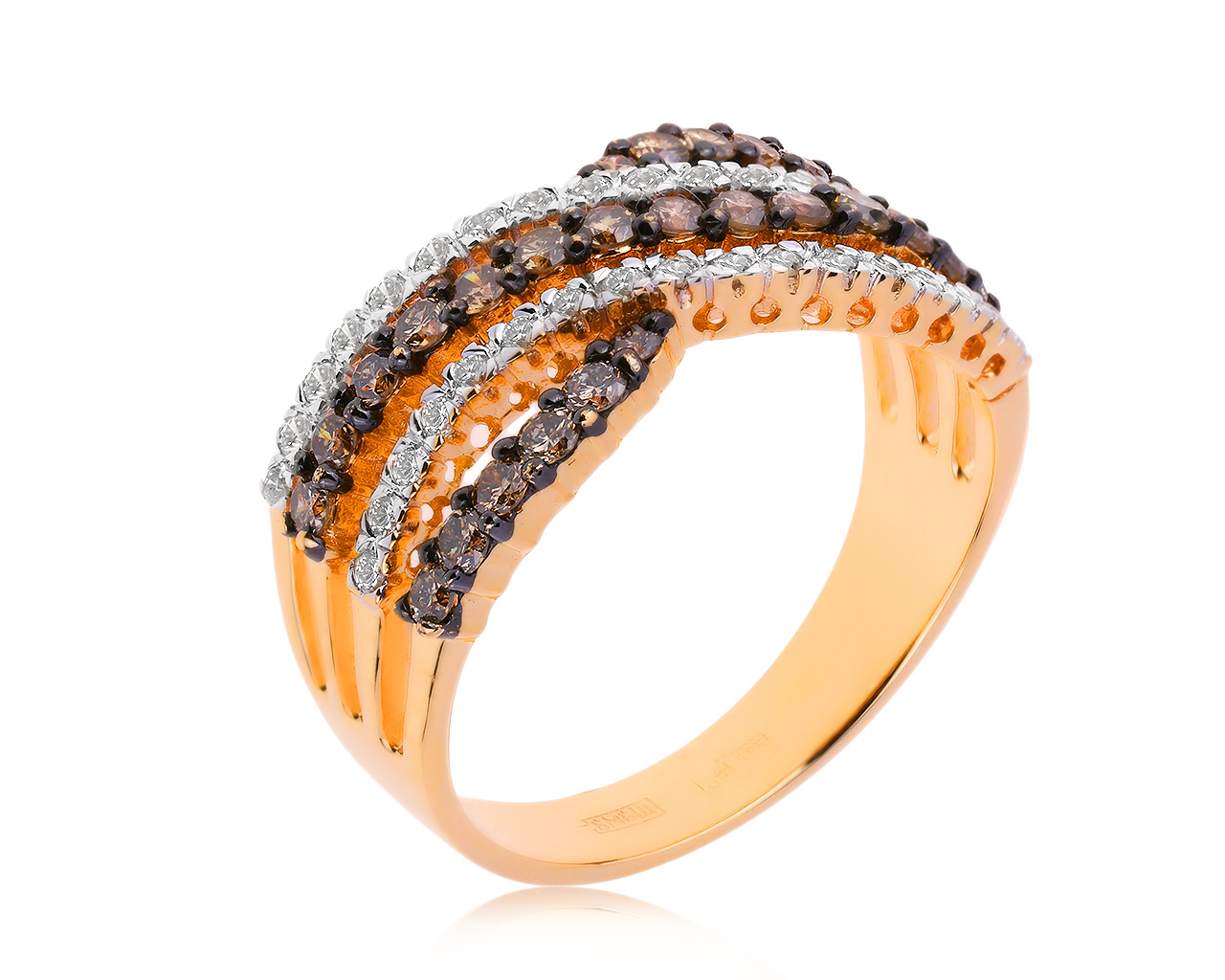 Прекрасное золотое кольцо с бриллиантами 0.77ct