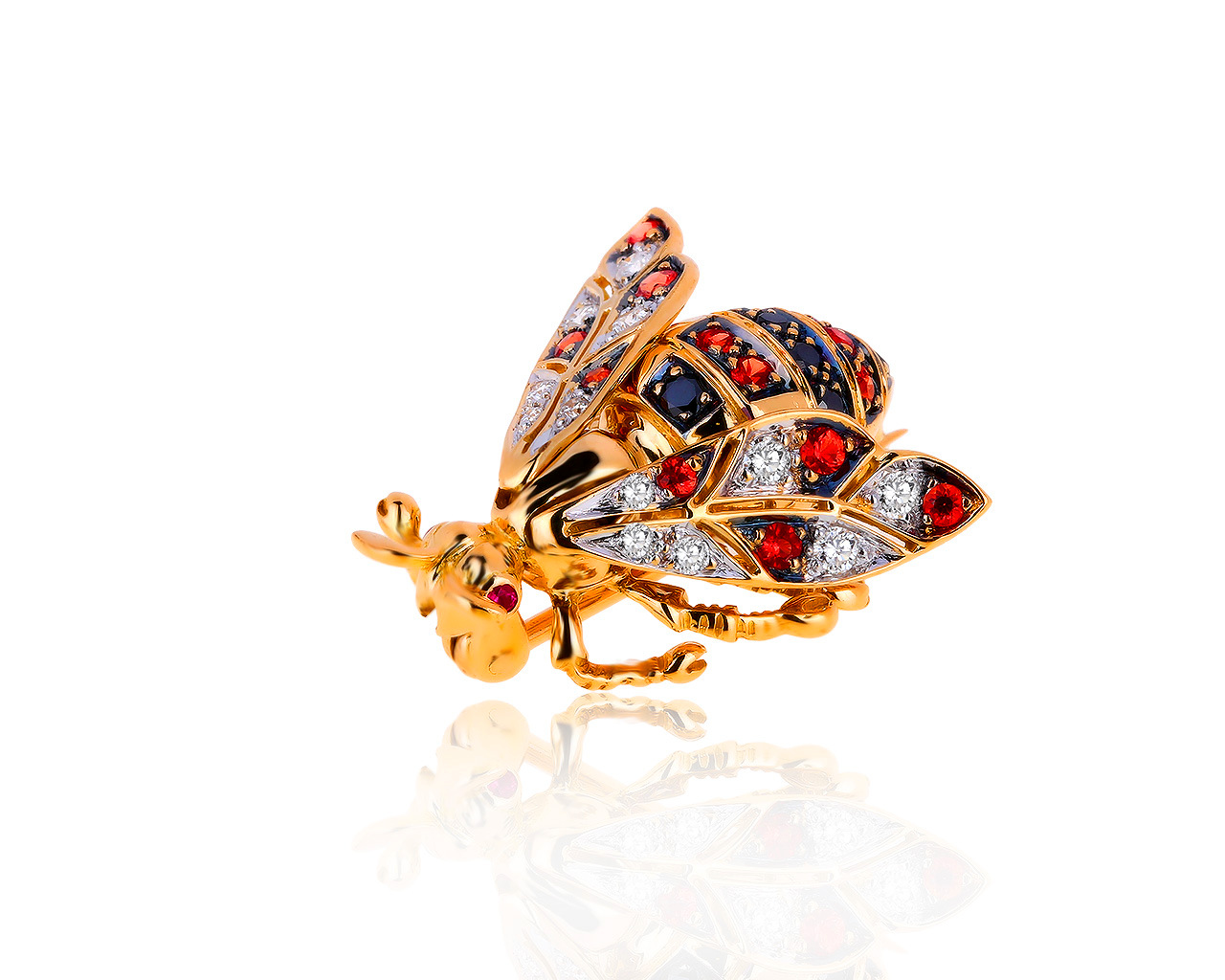 Шикарная золотая заколка с цветными камнями 130919/8