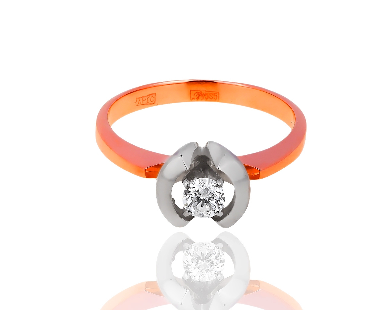 Классическое золотое кольцо с бриллиантом 0.26ct 170519/5