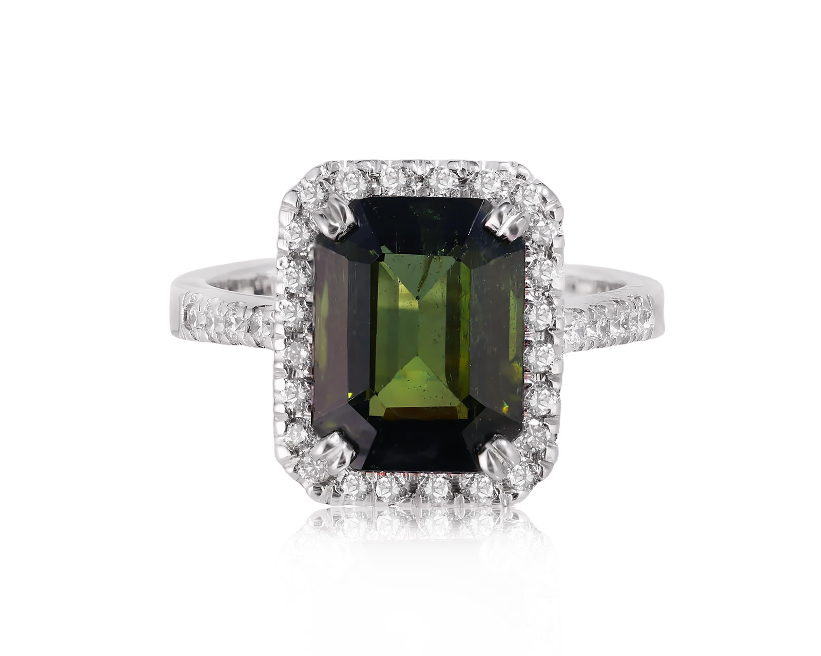 Золотое кольцо с турмалином верделитом 4.13ct