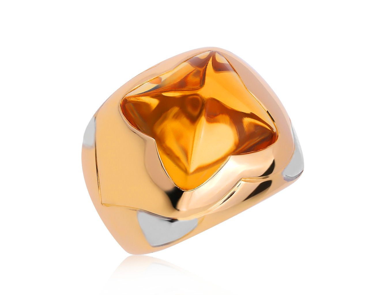 Оригинальное золотое кольцо с цитрином 8.96ct Bvlgari Pyramid