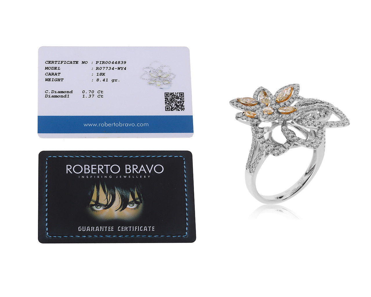 Оригинальное золотое кольцо с бриллиантами 2.07ct Roberto Bravo