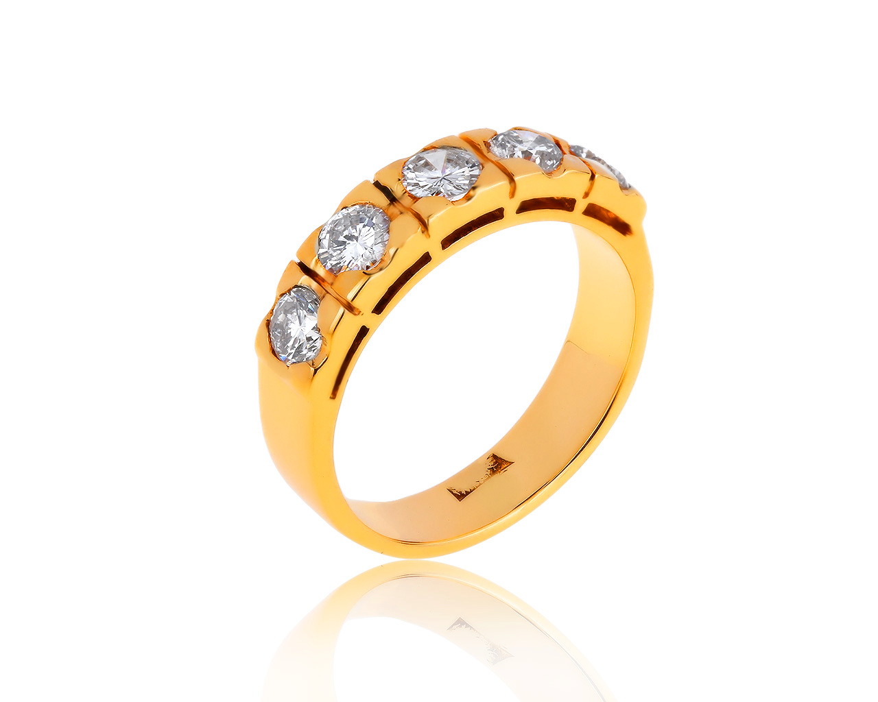 Роскошное золотое кольцо с бриллиантами 1.01ct