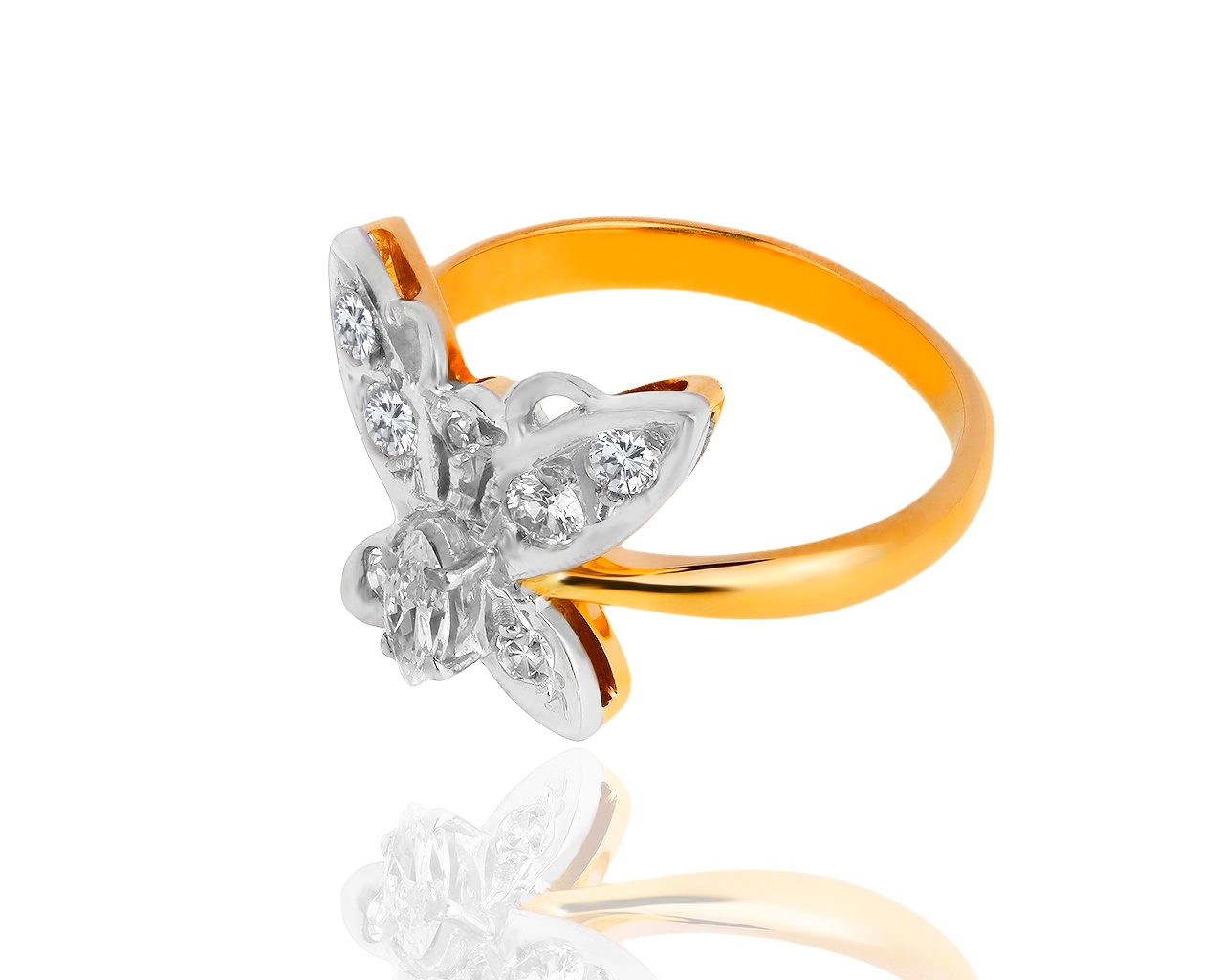 Прелестное золотое кольцо с бриллиантами 0.44ct