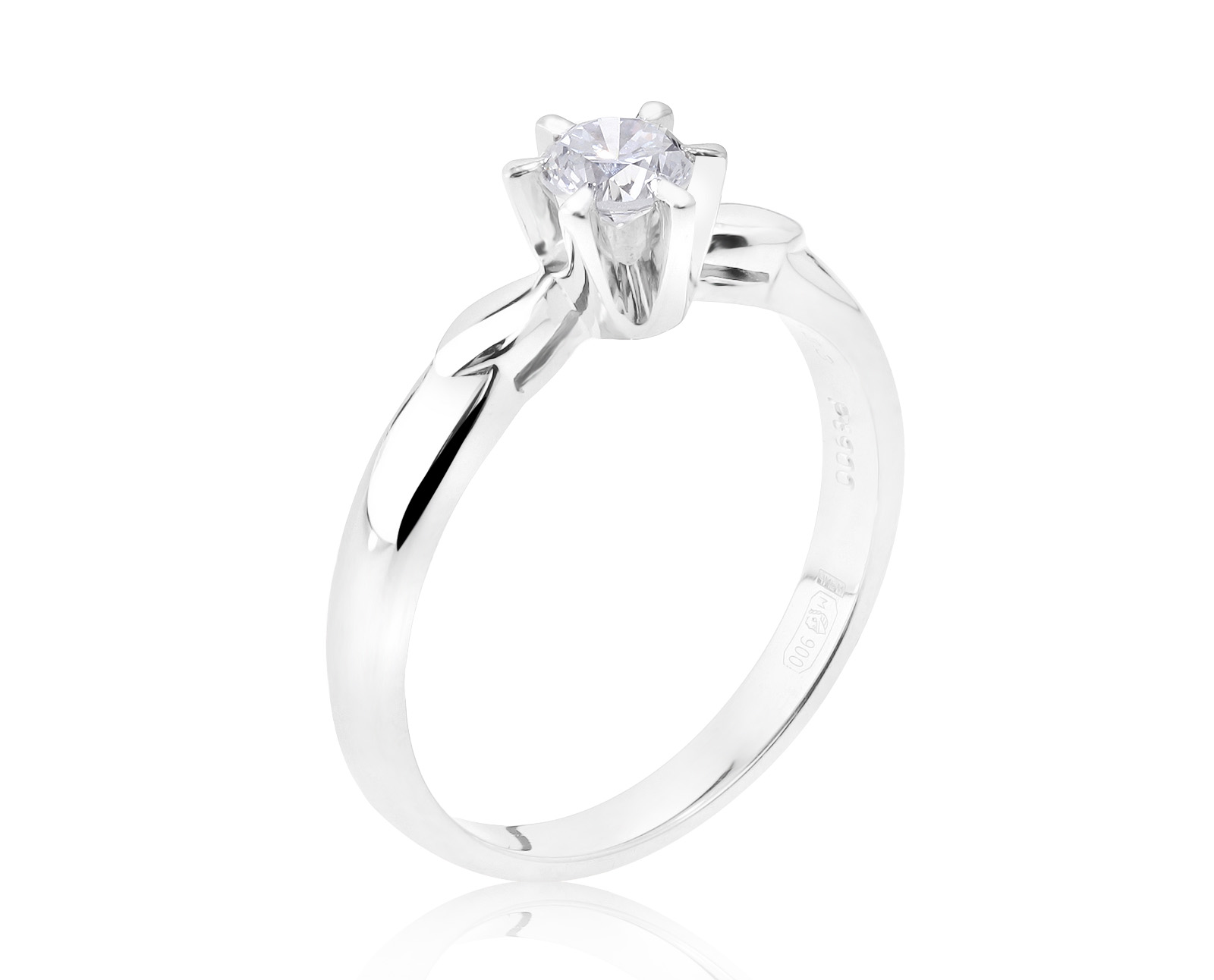Престижное платиновое кольцо с бриллиантом 0.33ct 090721/2