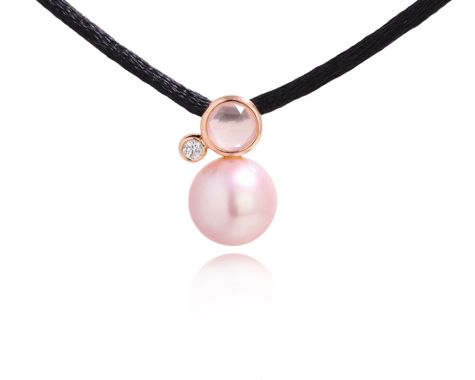 Оригинальный золотой кулон с жемчугом и кварцем 0.52ct MiMi 290725/13