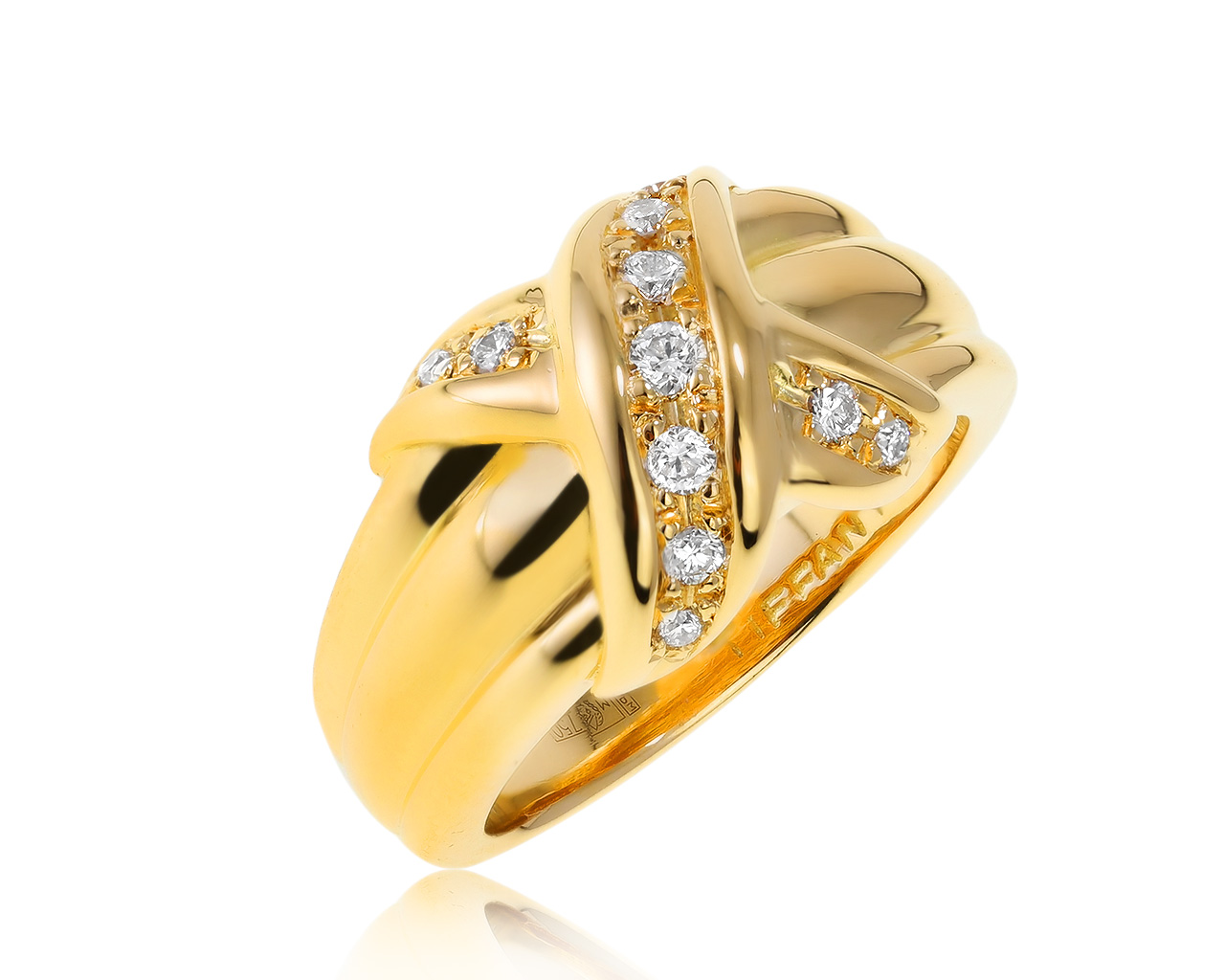 Оригинальное золотое кольцо с бриллиантами 0.20ct Tiffany&Co Signature