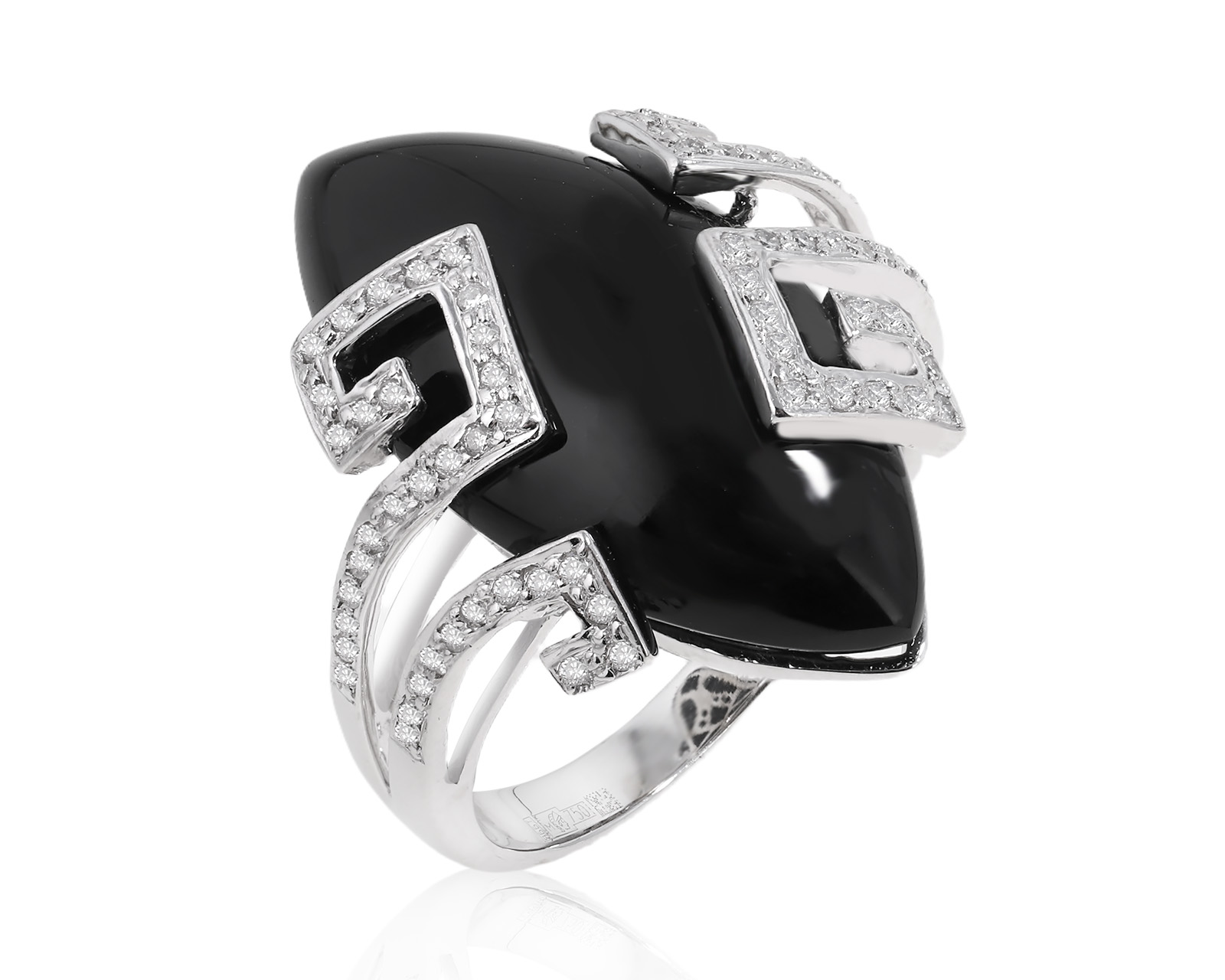 Золотое кольцо с ониксом 11.22ct и бриллиантами 0.30ct 140825/1