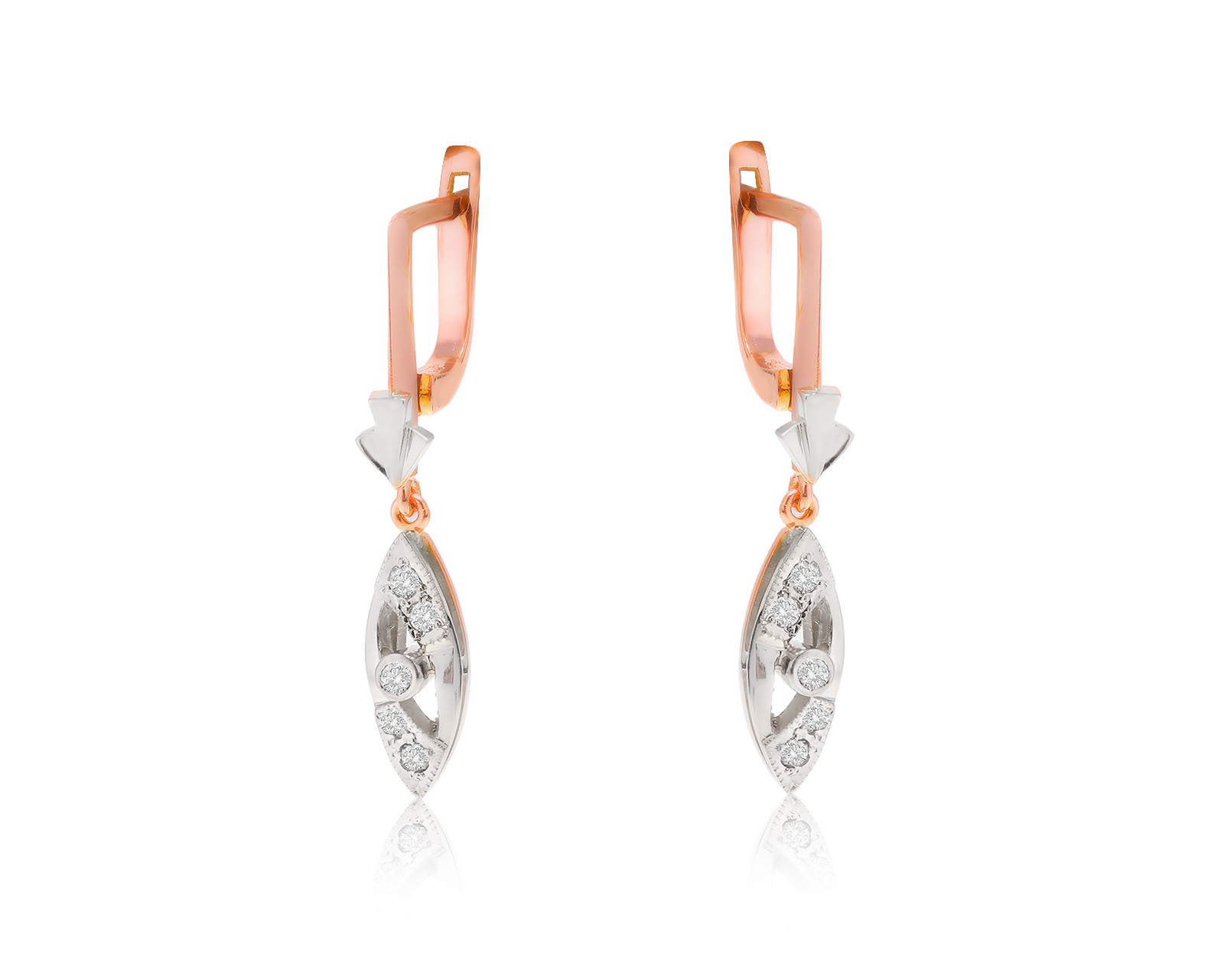 Золотые серьги с бриллиантами 0.18ct