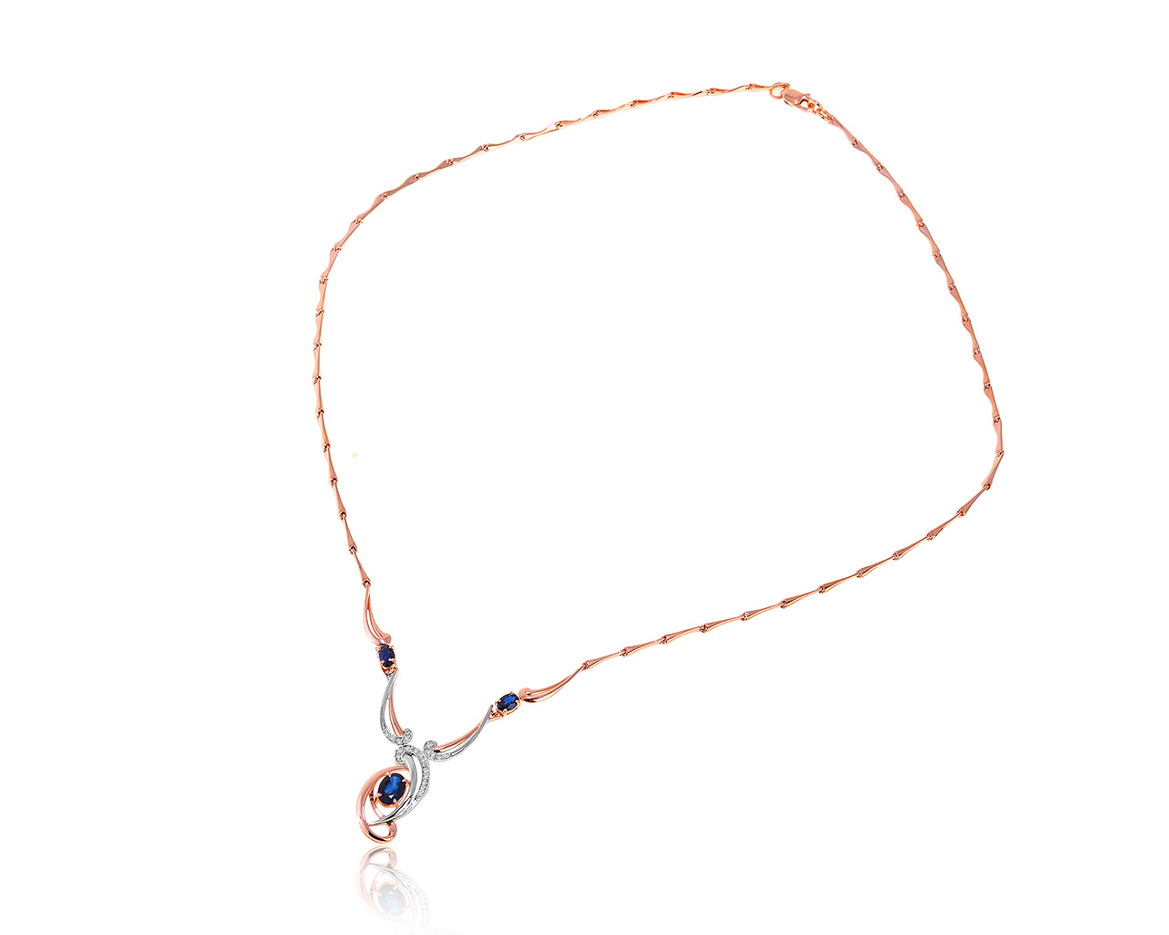 Нарядное золотое колье с сапфирами 1.15ct