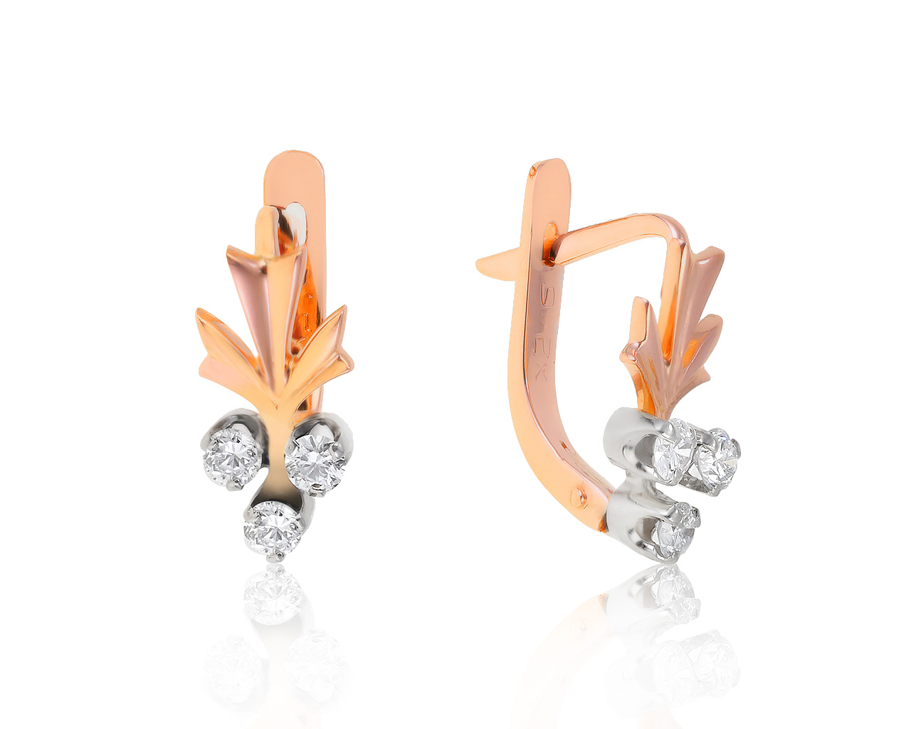 Винтажные золотые серьги с бриллиантами 0.42ct СССР 130421/1