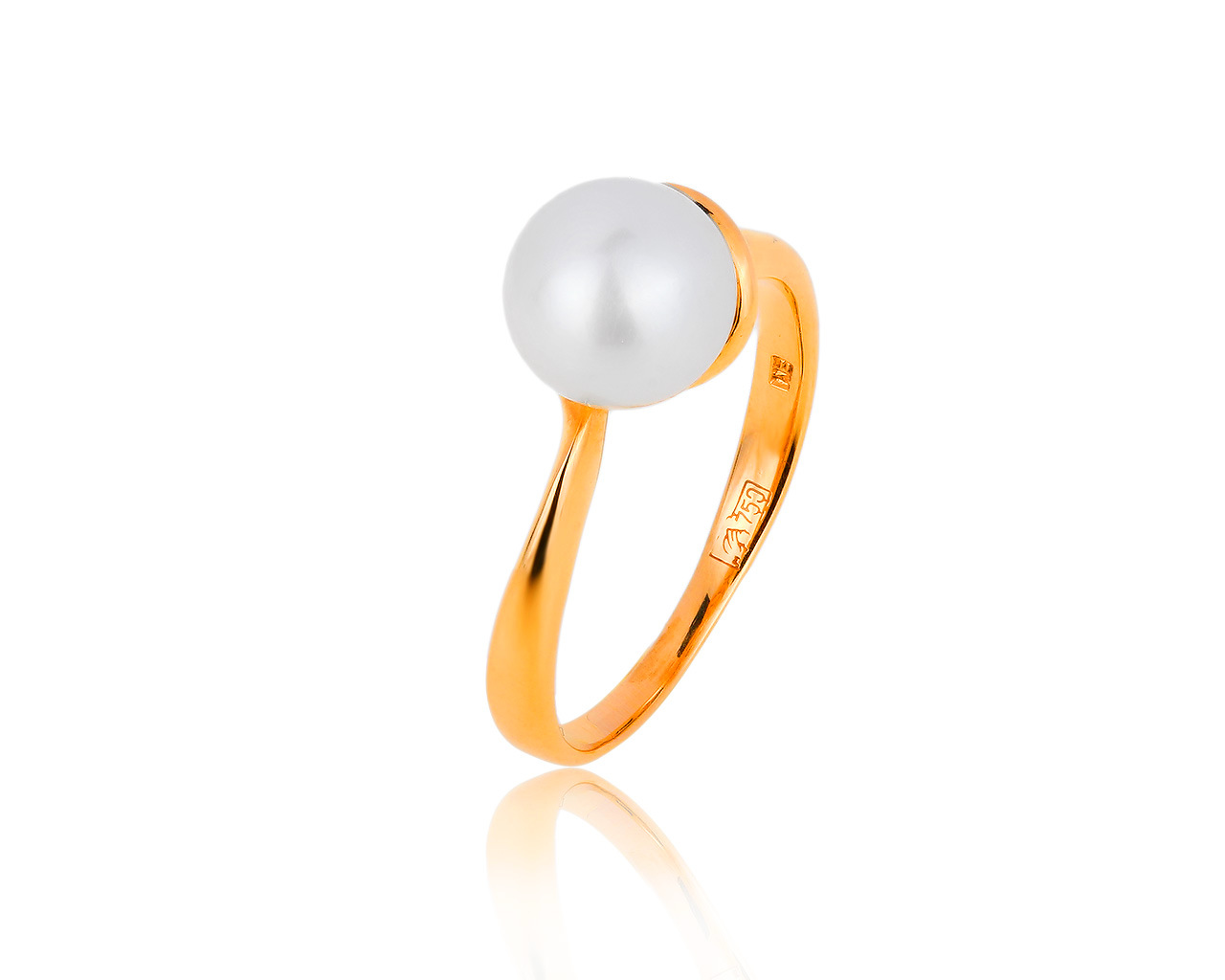Оригинальное золотое кольцо с жемчугом 7.77 мм Mikimoto 220617/3