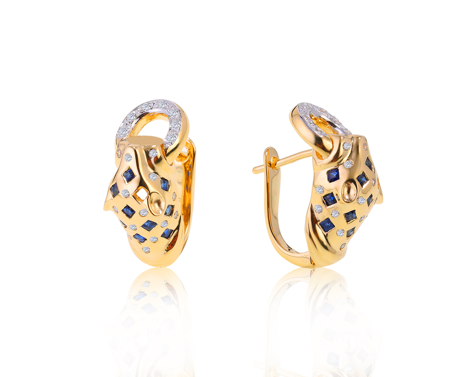 Роскошные золотые серьги с сапфирами 0.65ct 250522/7