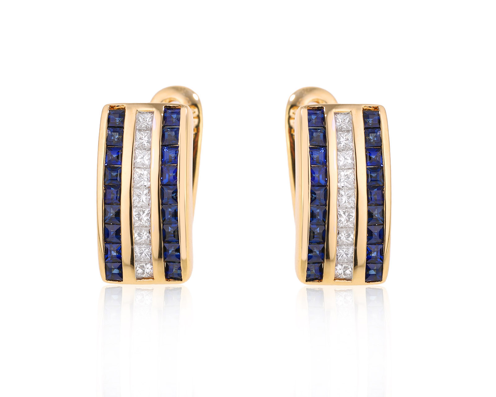 Золотые серьги с сапфирами 0.72ct и бриллиантами 0.36ct 081024/14 Золотые серьги с сапфирами 0.72ct и бриллиантами 0.36ct 081024/14