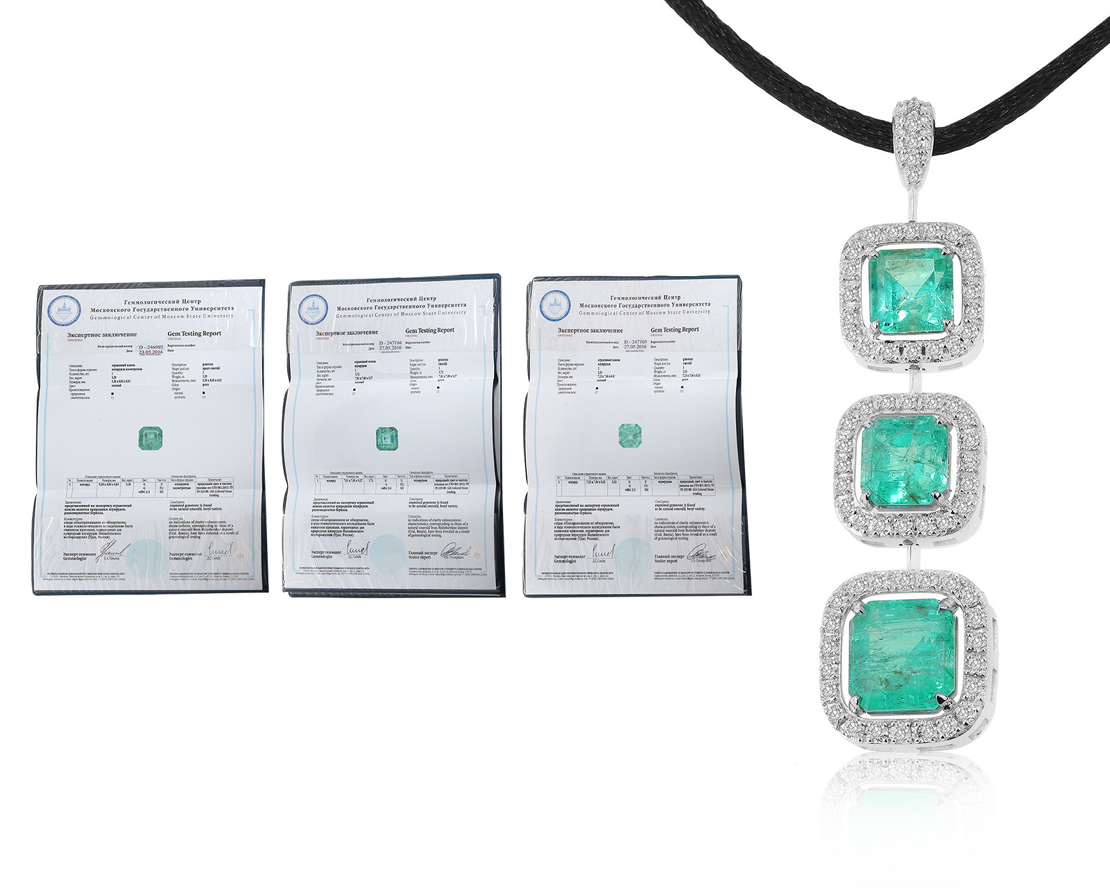 Восхитительный золотой кулон с изумрудами 7.23ct