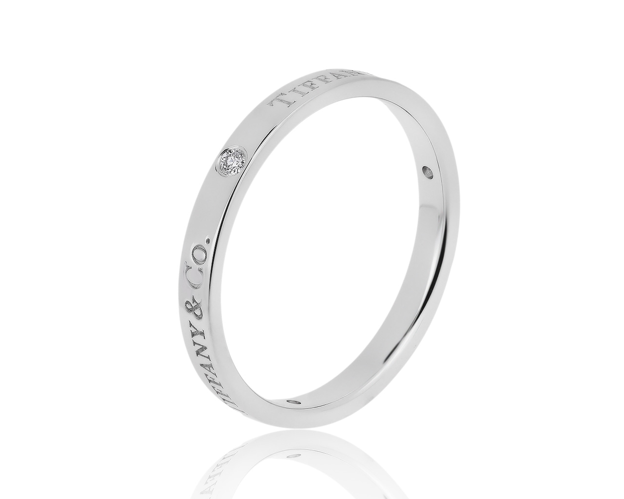 Оригинальное платиновое кольцо с бриллиантами 0.07ct Tiffany&Co 070420/7