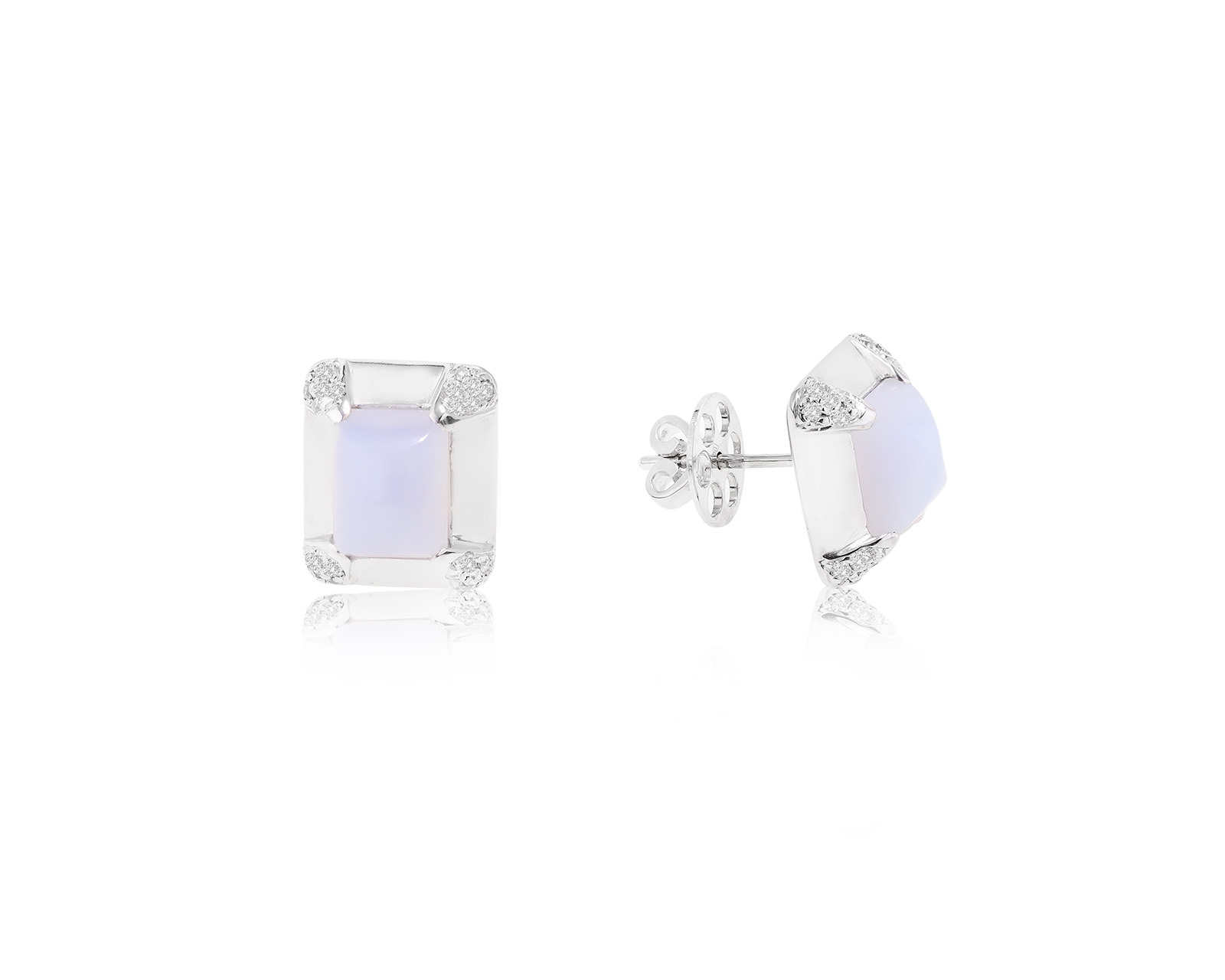 Золотые серьги с голубыми халцедонами 2.90ct 130723/4