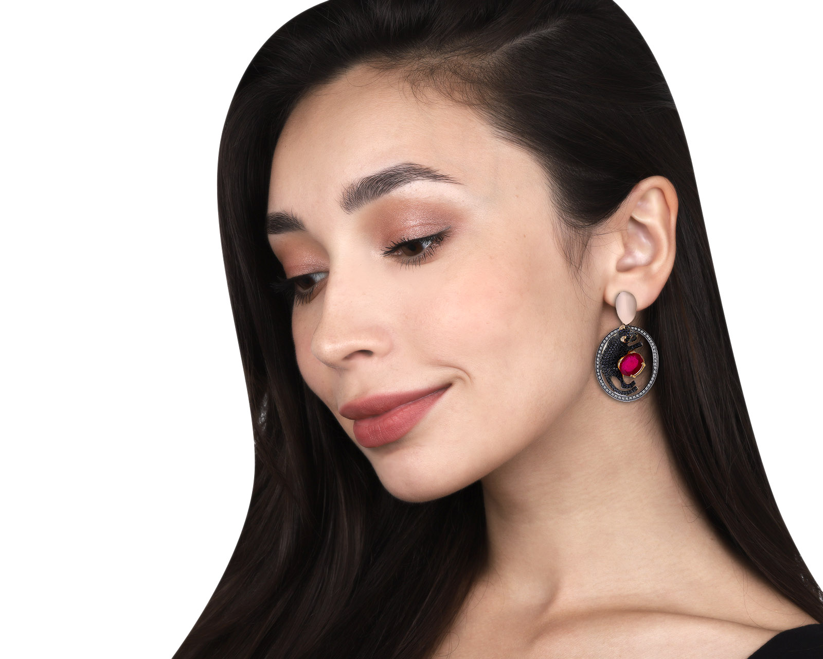 Золотые серьги с рубинами 5.19ct