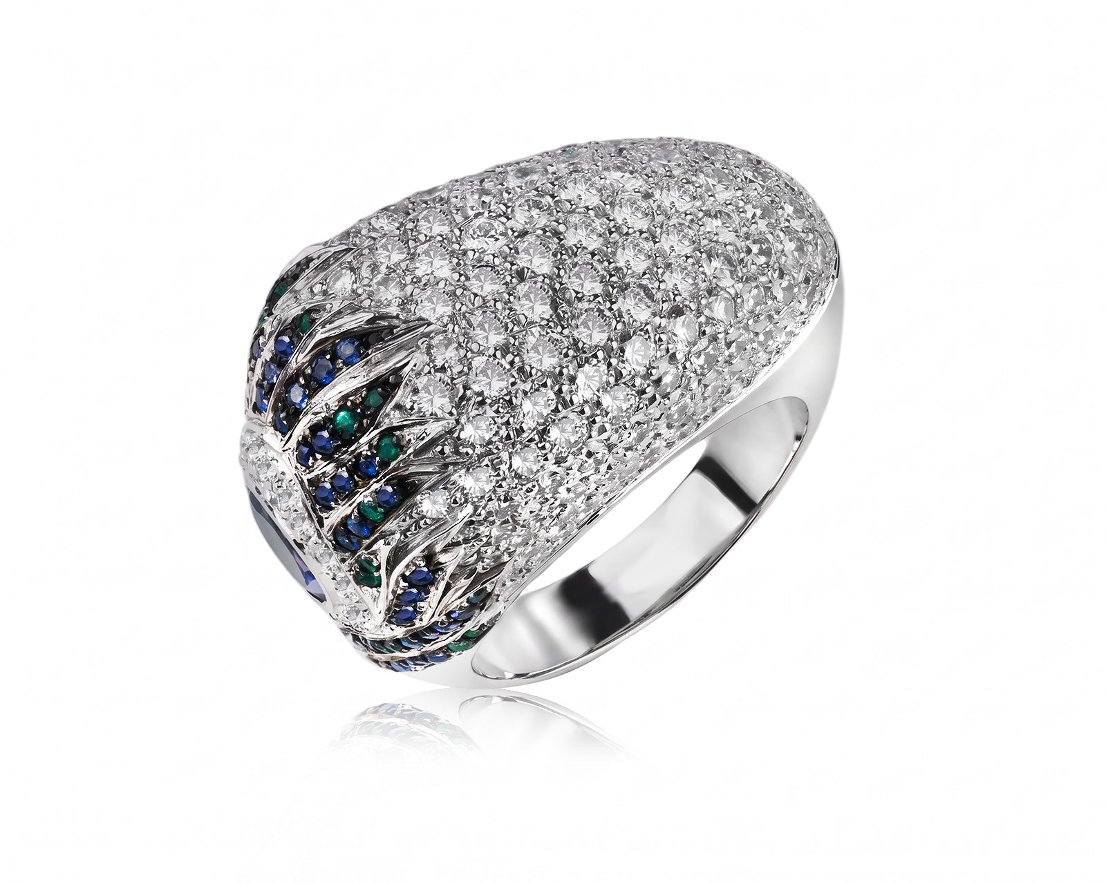 Оригинальное золотое кольцо с бриллиантами 2.98ct Carrera y Carrera Peacock Carnaval