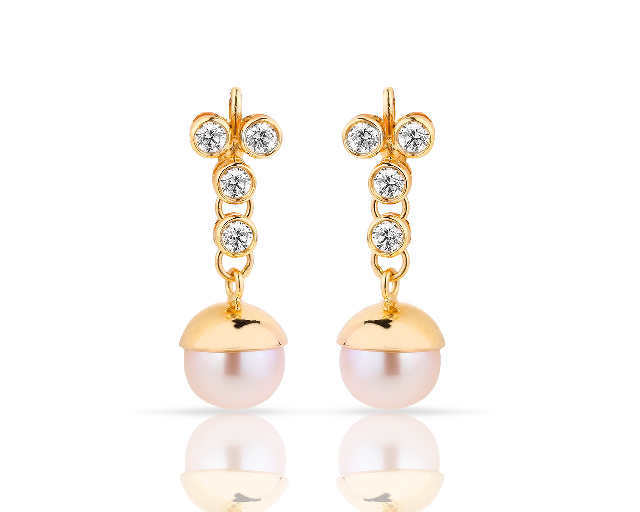 Золотые серьги с жемчугом и бриллиантами 0.82ct 260618/2