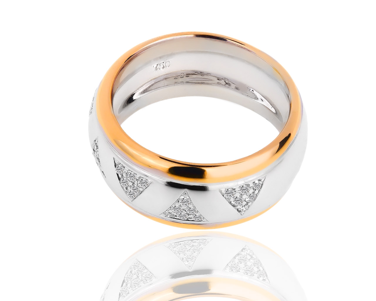 Необычное золотое кольцо с бриллиантами 0.23ct