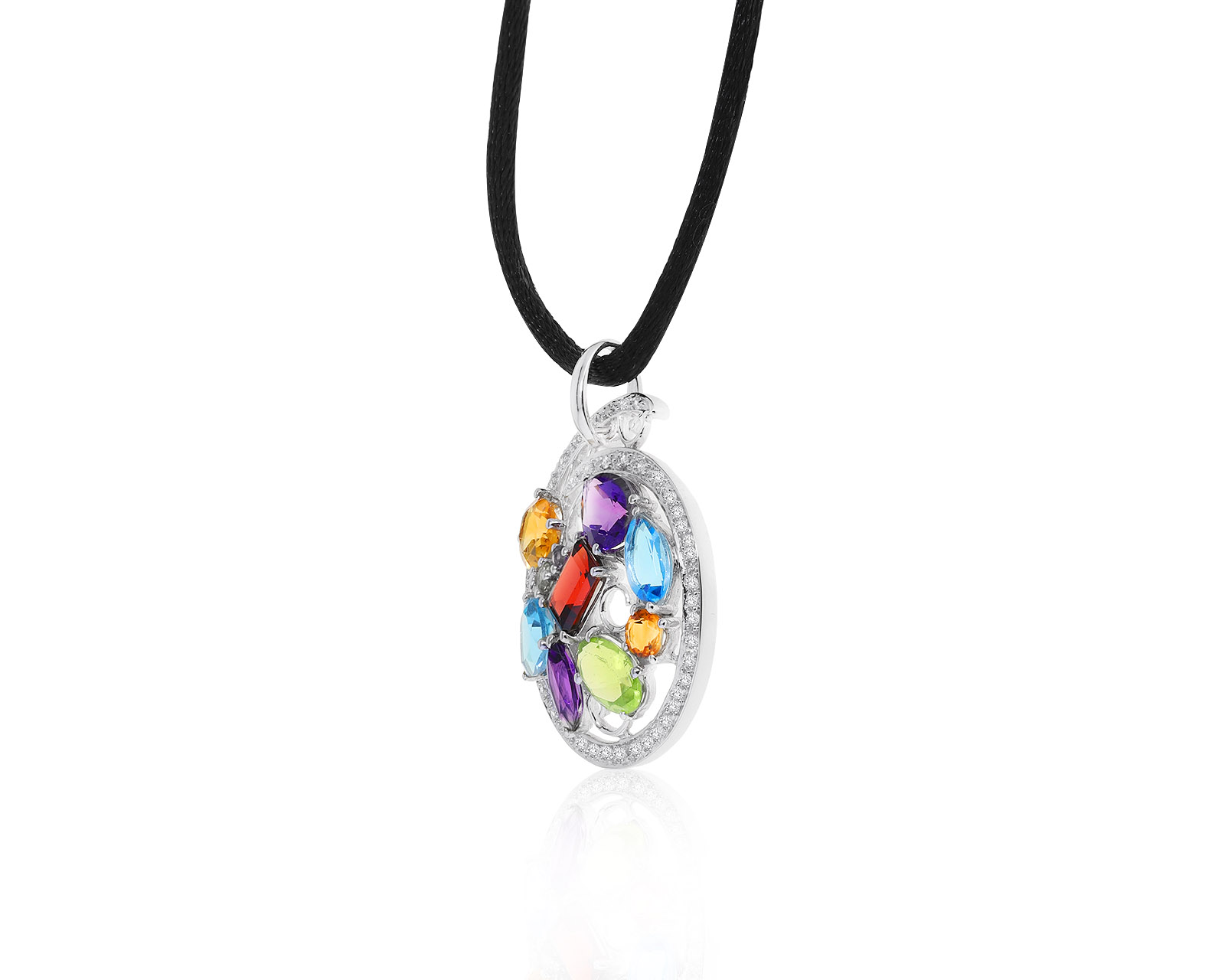 Прелестный золотой кулон с цветными камнями 7.99ct