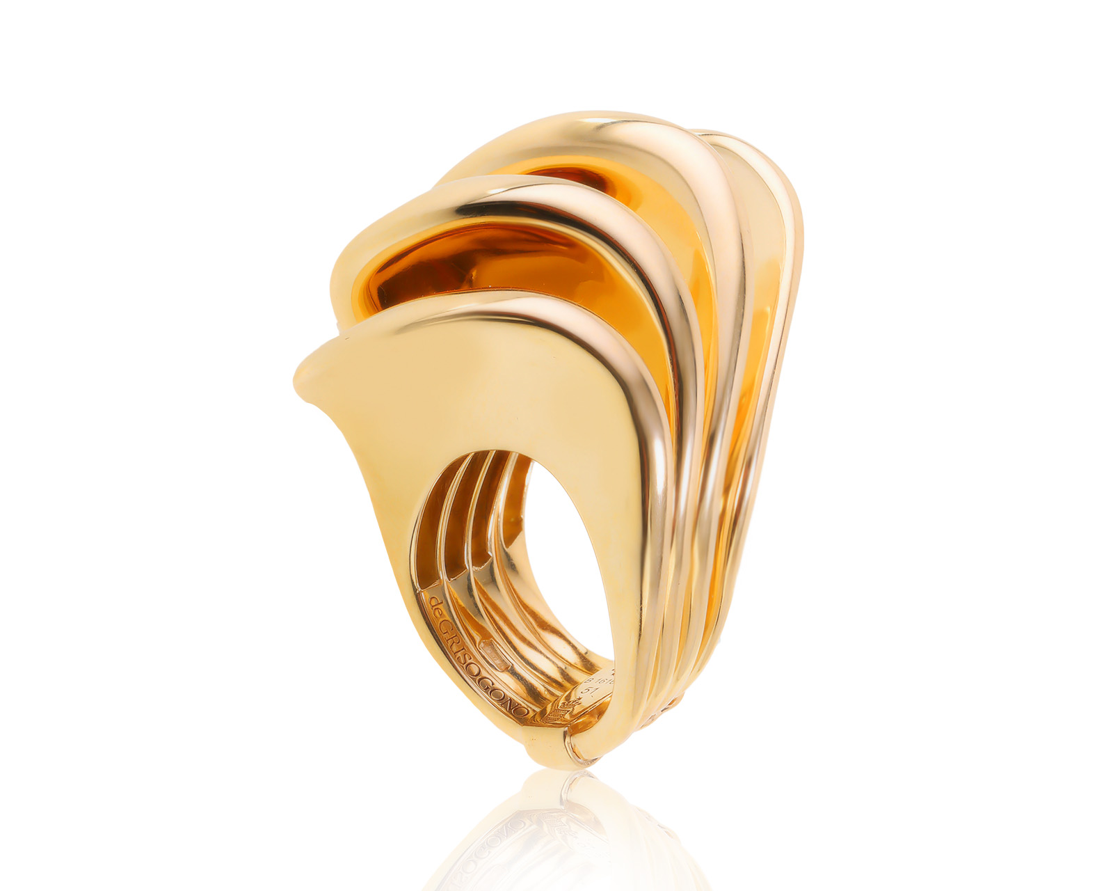 Оригинальное золотое кольцо De Grisogono Onde