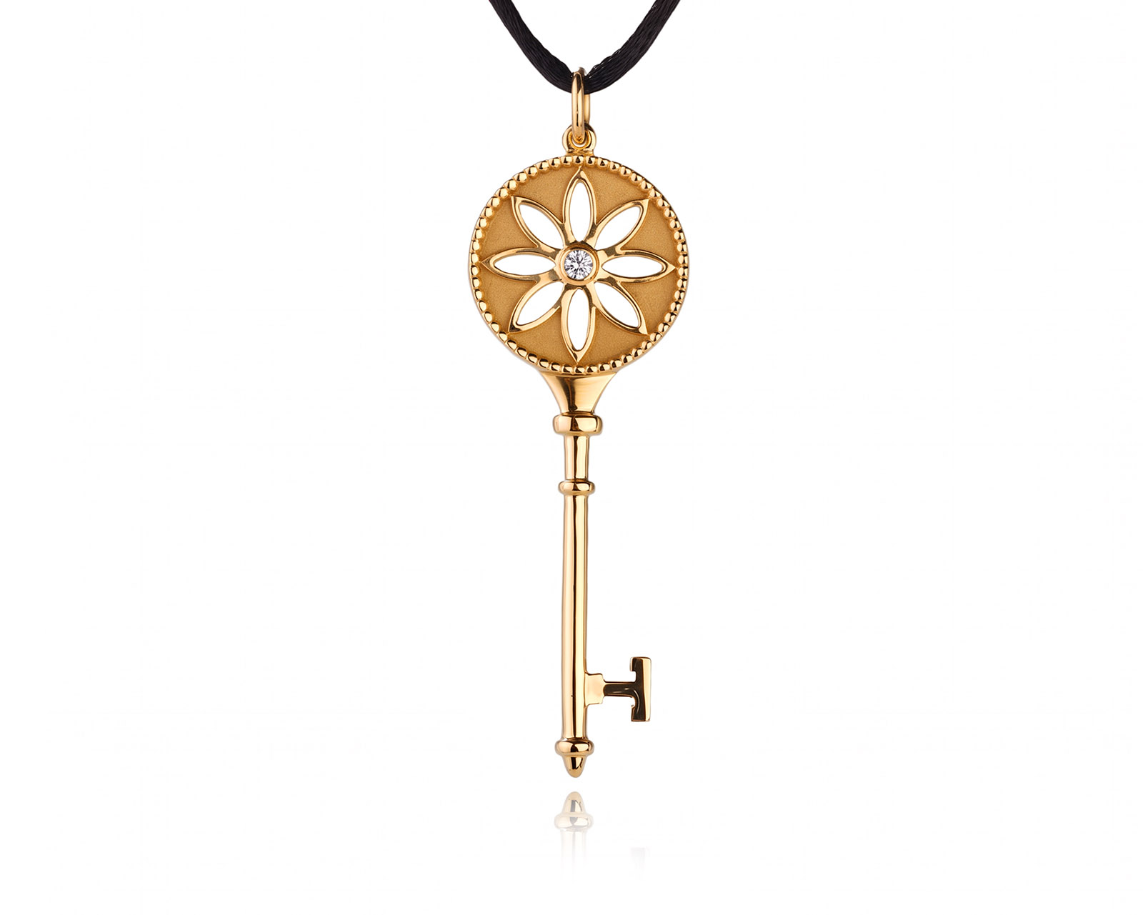 Оригинальный золотой кулон с бриллиантом 0.05ct Tiffany&Co Daisy Key 190626/2