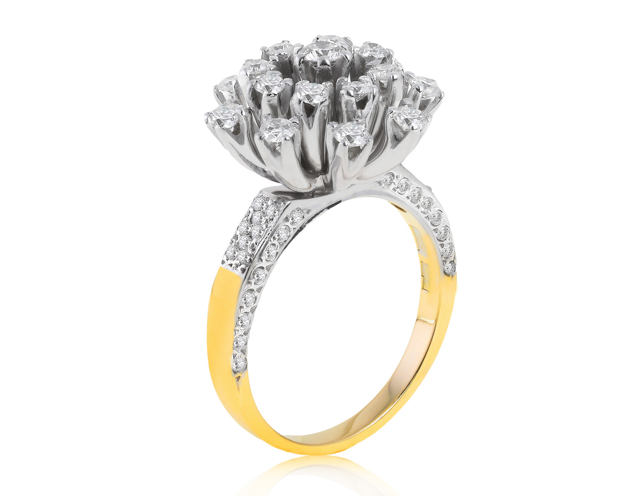 Винтажное золотое кольцо с бриллиантами 1.52ct СССР 180521/5