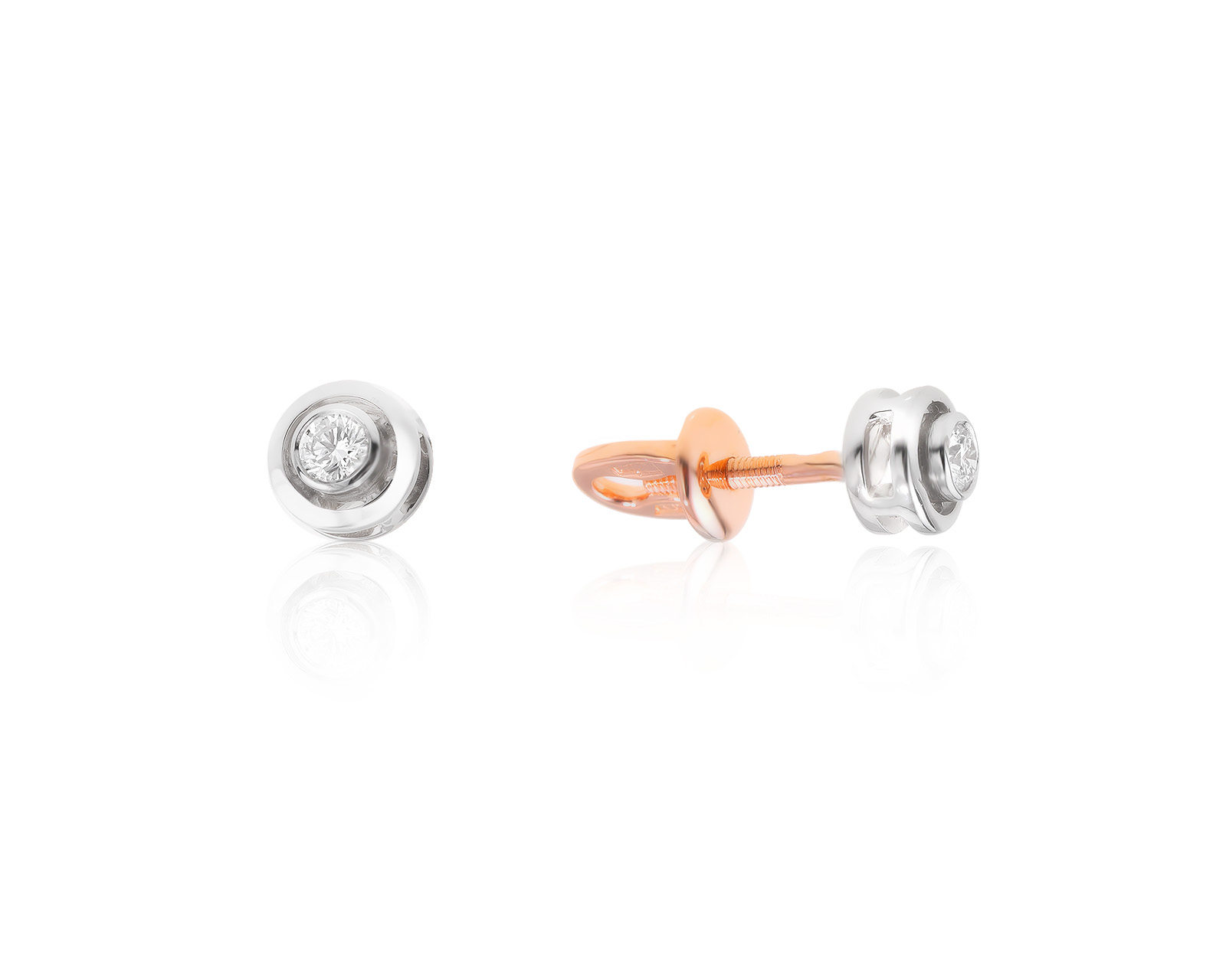 Золотые серьги с бриллиантами 0.13ct 180424/11