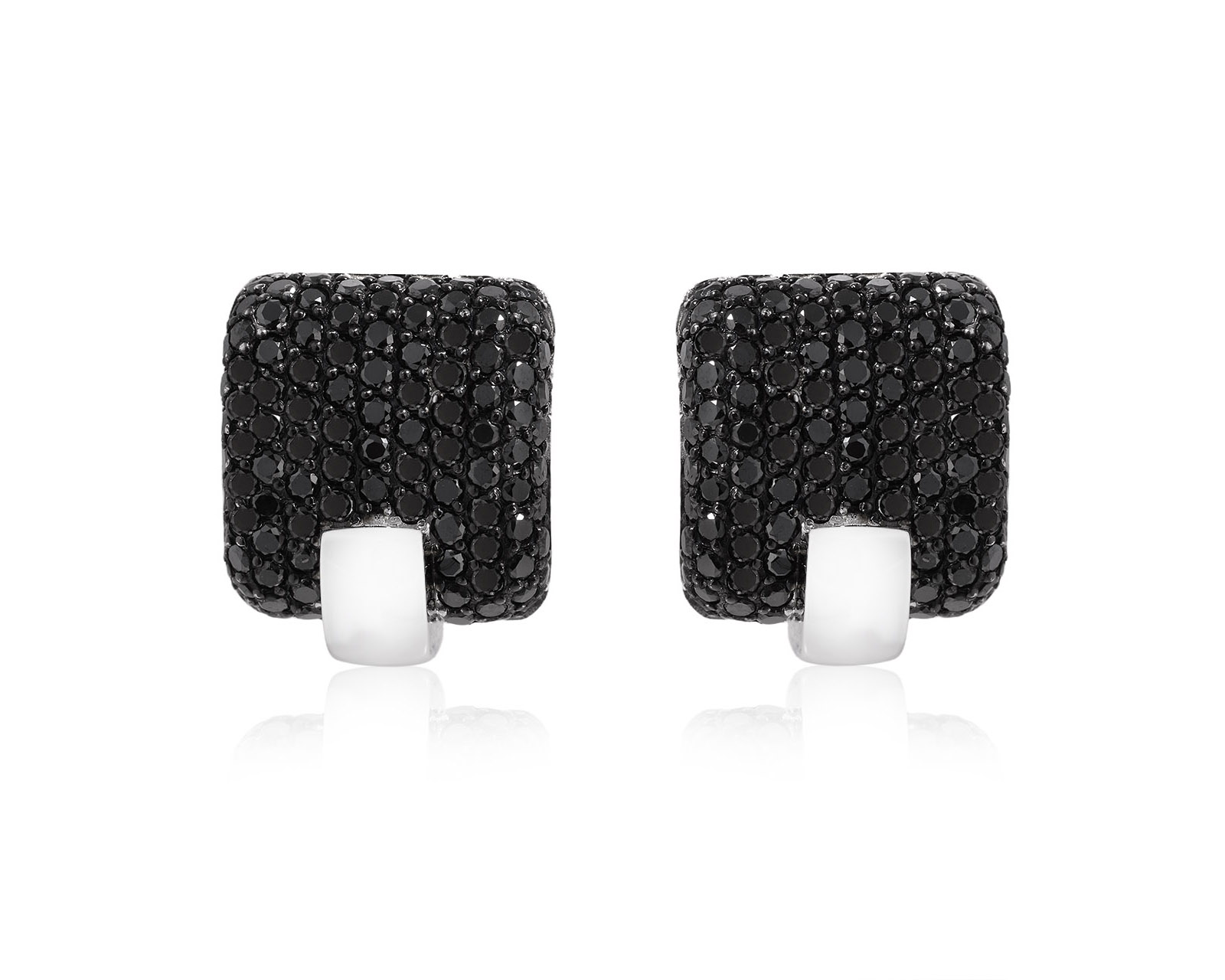 Золотые серьги с черными бриллиантами 2.40ct 100725/2