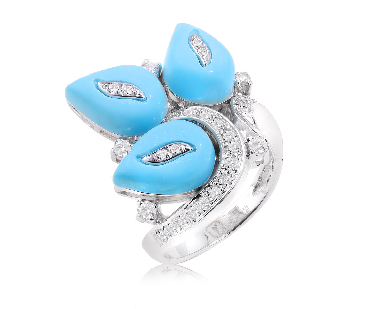 Золотое кольцо с бирюзой 5.10ct и бриллиантами 0.35ct 160324/10 Золотое кольцо с бирюзой 5.10ct и бриллиантами 0.35ct 160324/10